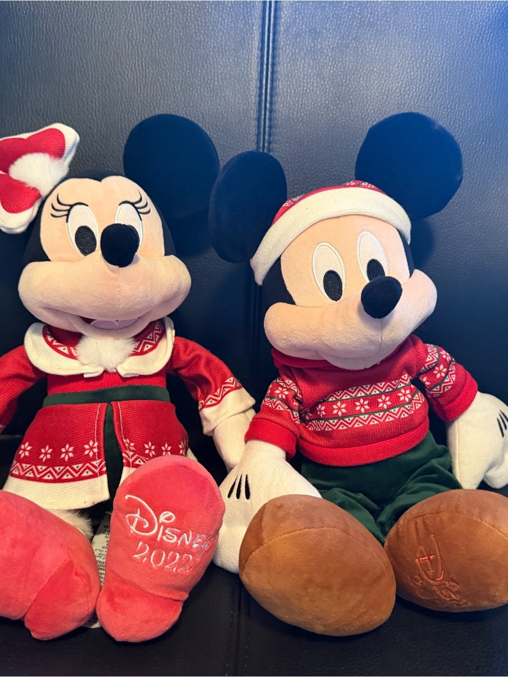 Disney Mickey and Minnie Holiday Plush Duo in Red, Green and Brown